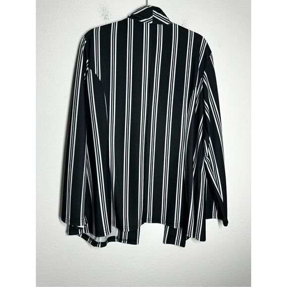 Lily by Firmiana Striped Black White Blazer Cardigan Open Front Size 3XL - Picture 3 of 11